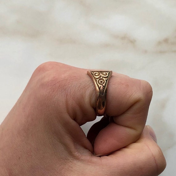 Vintage 9 Carat Rose Gold Signet Ring With 'JJS' Engraved - Etsy