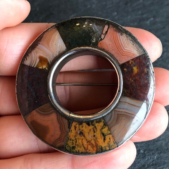 Vintage Silver Scottish Agate Brooch - Etsy 日本