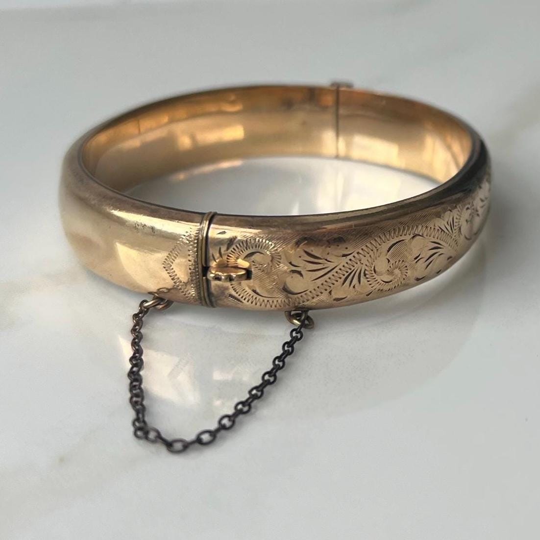 Vintage 9 Carat Yellow Rolled Gold Bangle Bracelet - Etsy