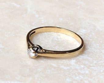 Vintage 9 carat oro diamante solitario anillo