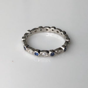 Vintage Platinum Sapphire and Solitaire Band