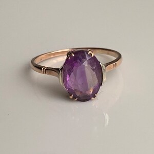 Vintage 9 Carat Rose Gold Amethyst Ring
