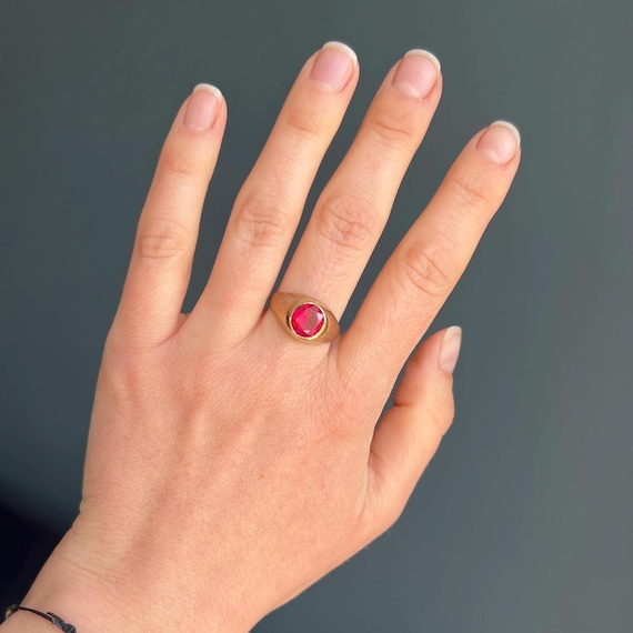 Vintage Paste Ruby Signet Ring - image 6