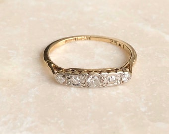 Art Deco 18 Karat Gold und Platin Diamant Ring