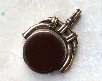 Antique Gold Bloodstone and Carnelian Spinning Pendant
