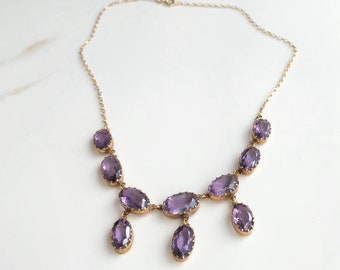 Antike 9 Karat Gelbgold Amethyst Halskette