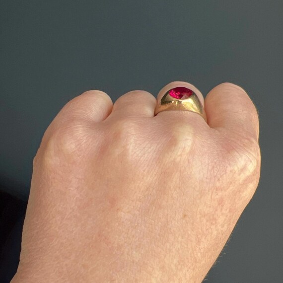 Vintage Paste Ruby Signet Ring - image 9