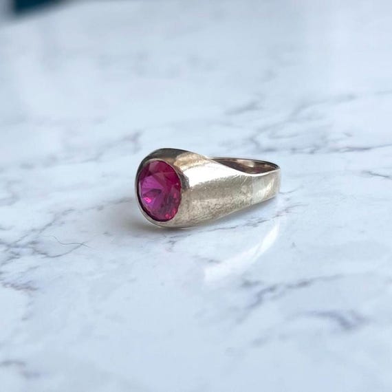 Vintage Paste Ruby Signet Ring - image 4