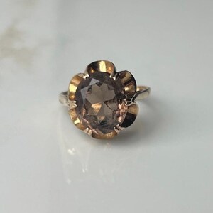 Vintage 9 Carat Yellow Gold Smokey Quartz Ring