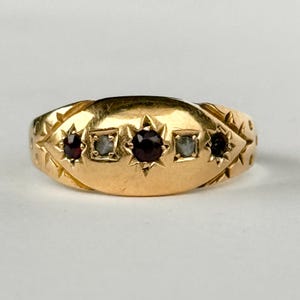 Vintage 9 Karat Gold Granat und Diamant Ring