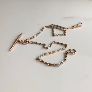Antique 9 Carat White and Rose Gold Albert Chain