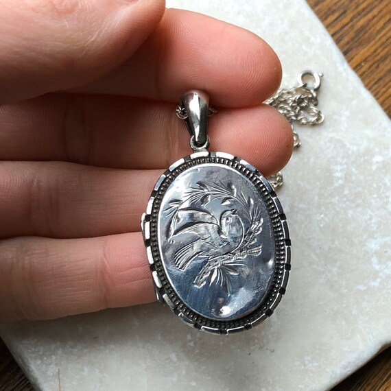 Victorian Silver Asthetic Locket on Chain Circa.1… - image 8