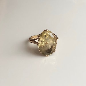 Vintage 9 Carat Yellow Gold Citrine Cocktail Ring