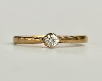 Vintage 9 Karat Gold Diamant Solitär Ring