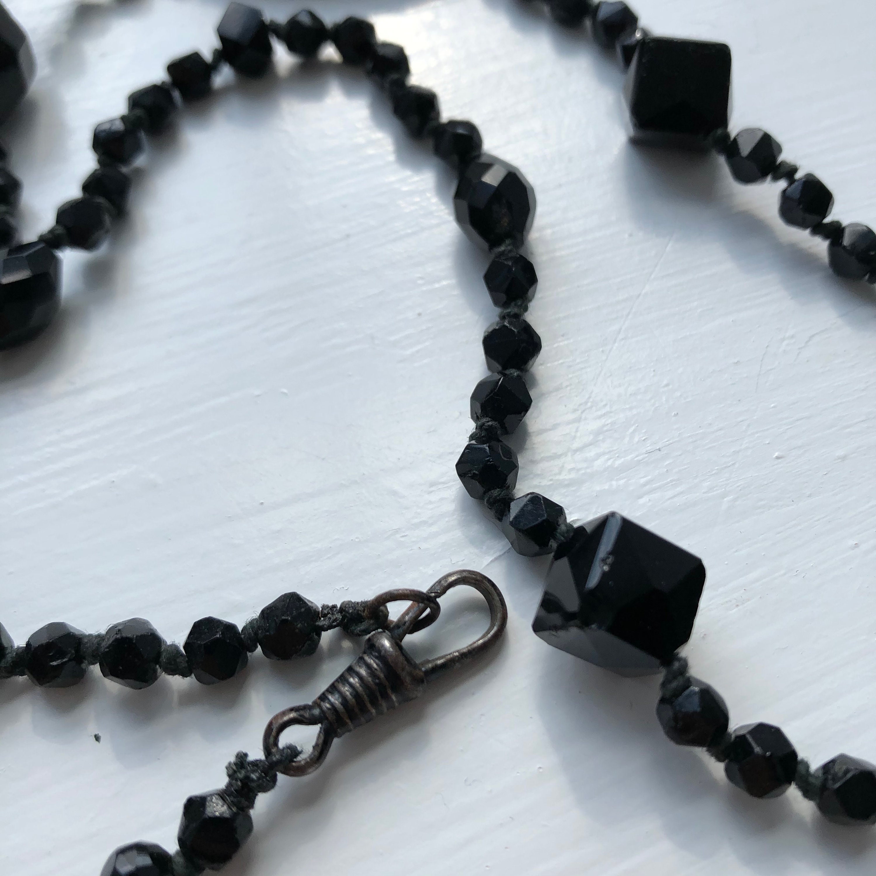 Vintage Black Stone Jet Bead Necklace - Etsy