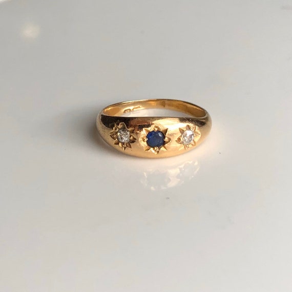 Vintage 18 Carat Gold Sapphire and Diamond Band - image 1