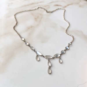 Antique Sterling Silver Moonstone Necklace