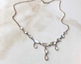 Antike Sterling Silber Mondstein Halskette