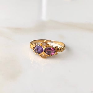 Georgian 15 Carat Gold Amethyst and Pearl Ring