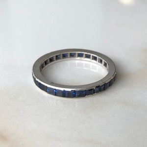 Art Deco Platinum Sapphire Full Eternity Band