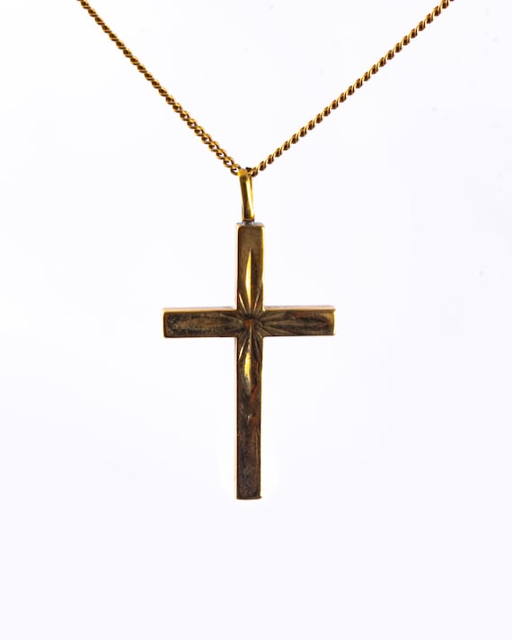 9ct Gold Cross Chain Etsy