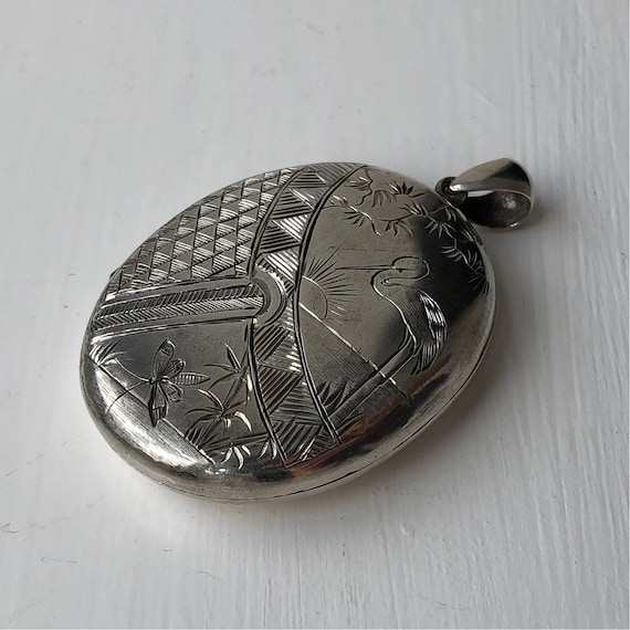 Antique Silver Locket With Beautiful Engraving - image 1