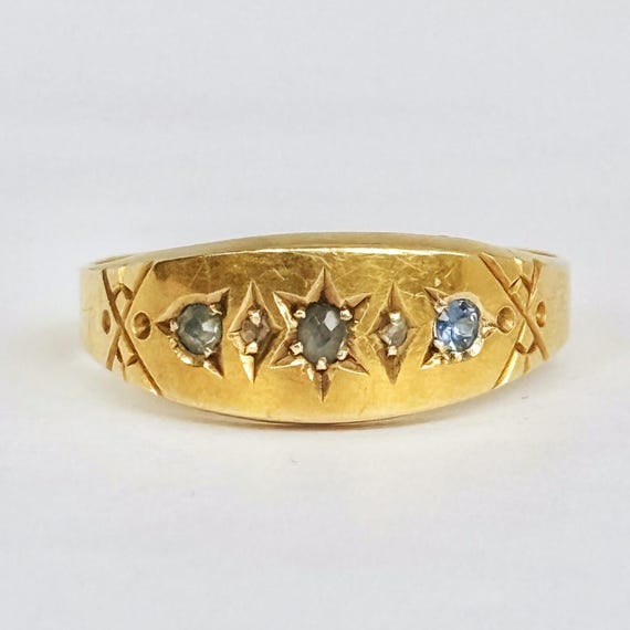 Antique 18 Carat Sapphire and Diamond Ring