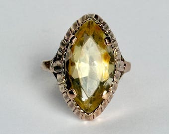 Vintage 9 Carat Yellow Gold Citrine Cocktail Ring