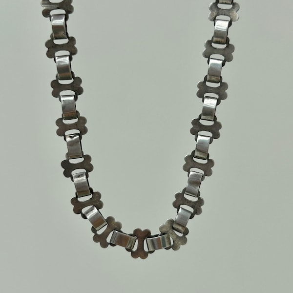 Antique Silver Bookchain Chain Necklace