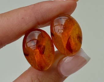 9ct Rolled Gold Amber Clip Earrings