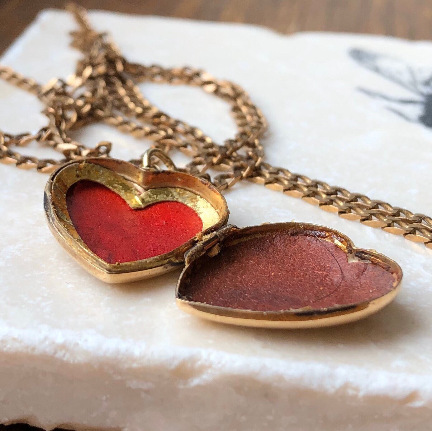 Vintage 9 Carat Gold Heart Shaped Locket on a 9 Carat Gold Chain
