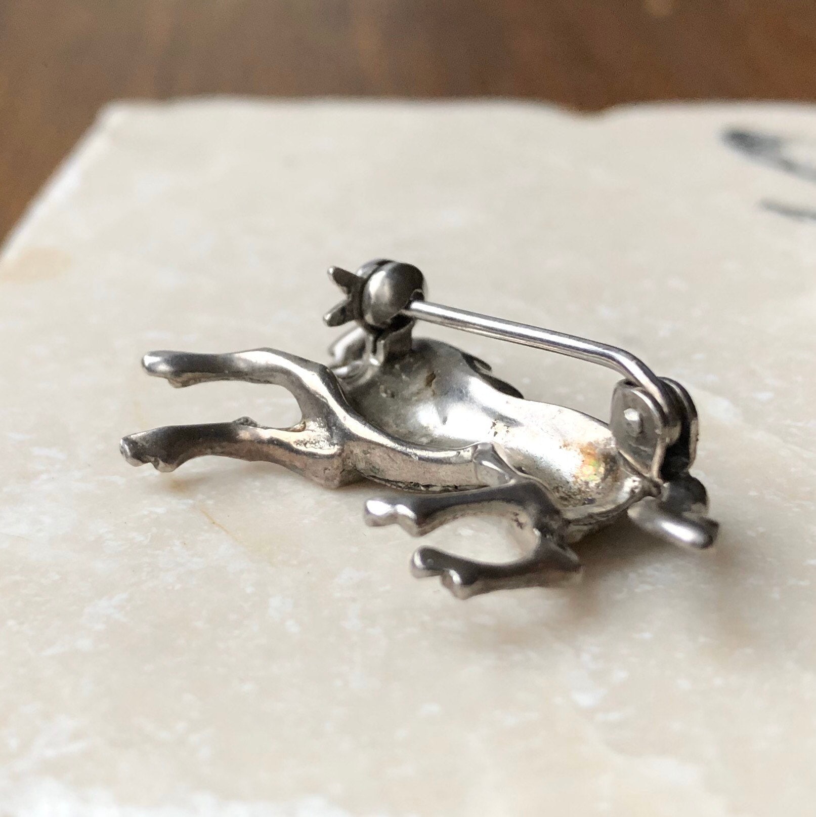 Superbe Broche Ancienne Argent Massif Et Marcassites – Fer à Cheval France