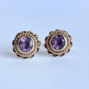 Vintage 9 Carat Gold Amethyst Earrings