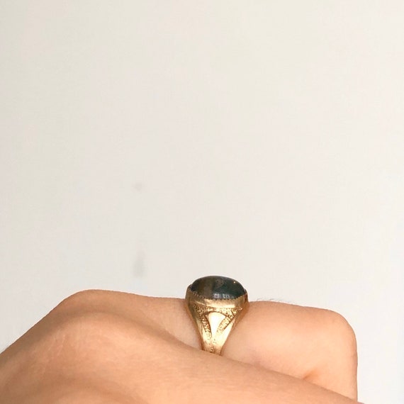 Vintage 9 Carat Gold Bloodstone Signet Ring - image 8