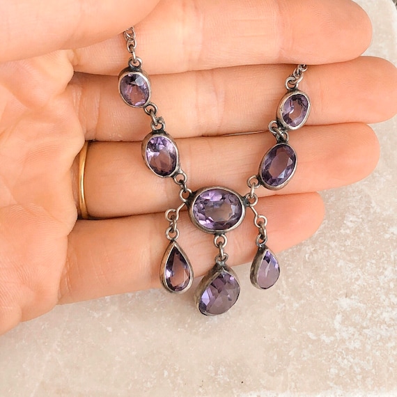 Silver shop amethyst necklace