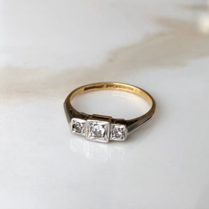 Art Deco 18 Carat Gold and Platinum Diamond Ring