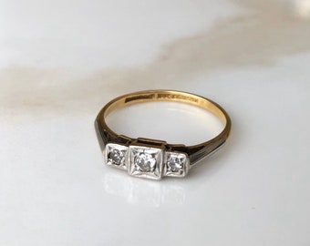 Vintage 18 Carat Gold and Platinum Diamond Ring Circa.1900 - Etsy