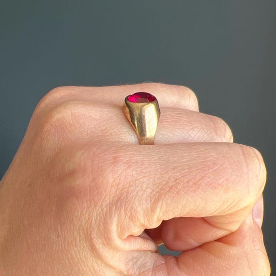 Vintage Paste Ruby Signet Ring - image 8