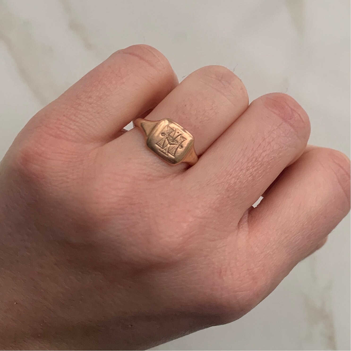 Vintage 9 Carat Rose Gold Signet Ring - Etsy