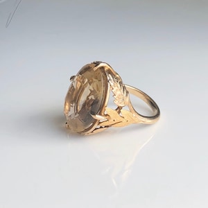 Vintage 9 Carat Yellow Gold Statement Cocktail Citrine Ring