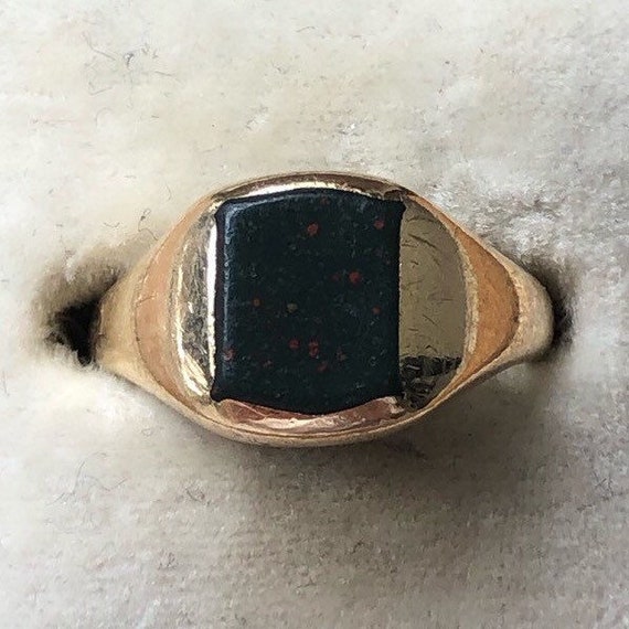Vintage Bloodstone 9 Karat Gold Signet Ring