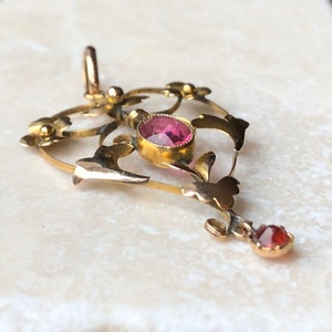 Victorian 9 Carat Gold Pendant With Pink Stones - Etsy