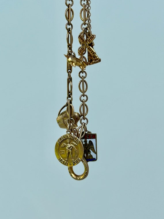 Vintage 9ct Gold Charm Bracelet with Enamel Charm - image 3