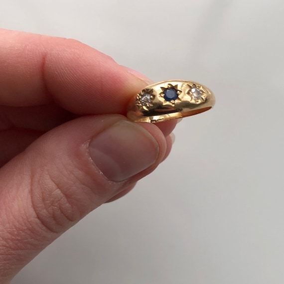 Vintage 18 Carat Gold Sapphire and Diamond Band - image 5