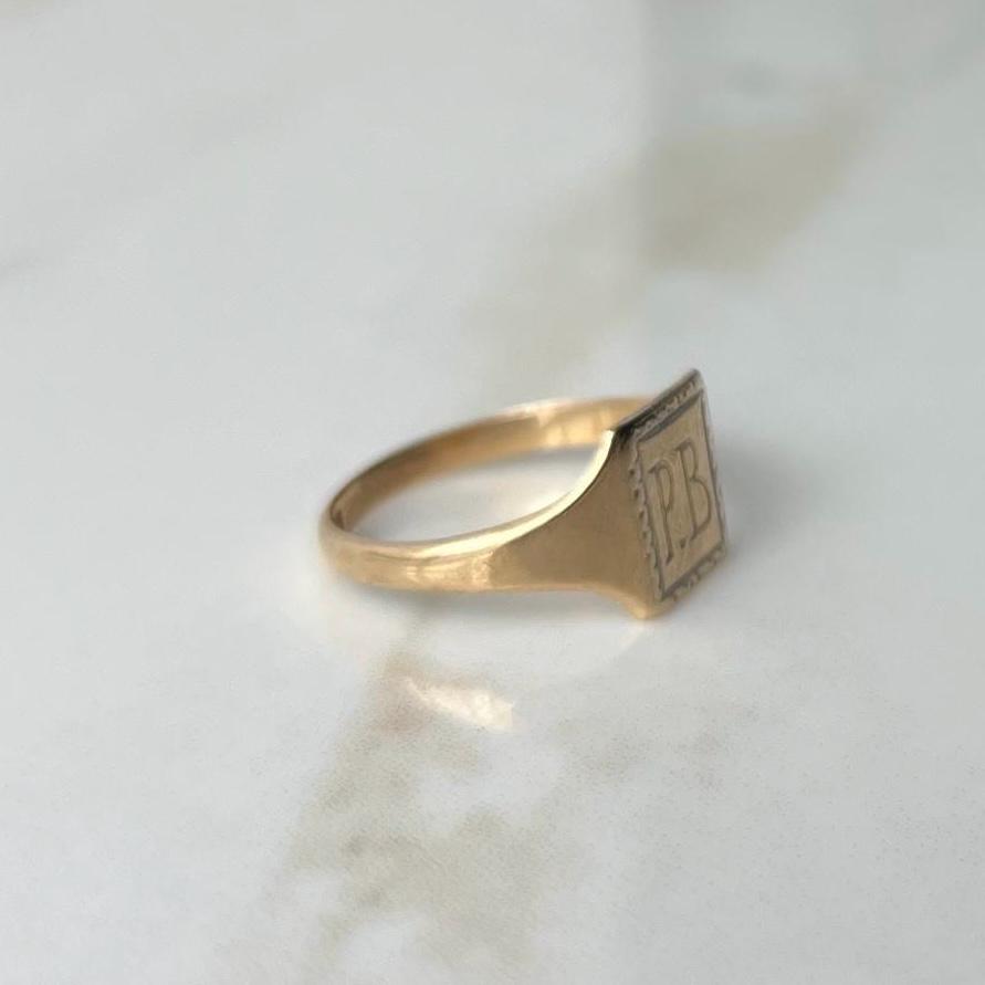 Vintage 9 Carat Yellow Gold Signet Ring Initials “PB” - Etsy