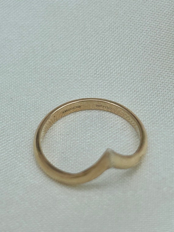 Gold Over Silver Wishbone V Shaped Ring Band - image 4