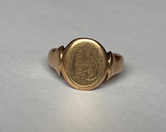 Vintage 9 Karat Gold Siegelring mit Gravur ""CS""