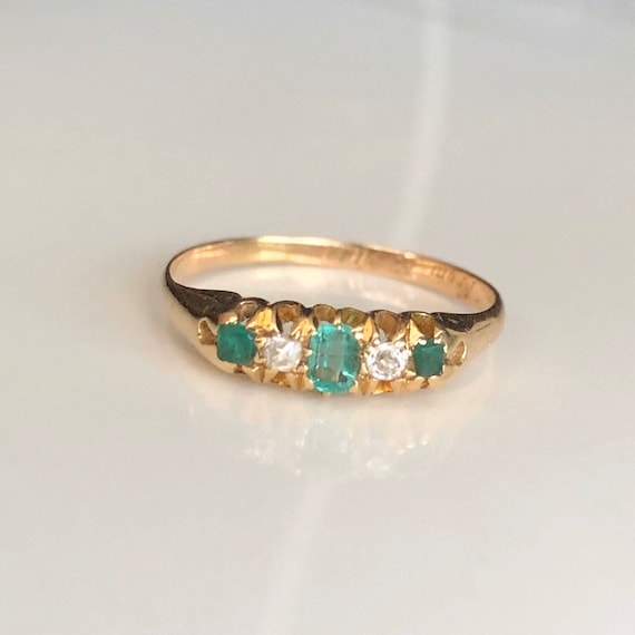 Antieke 9 Karaat Goud en Diamanten Ring Circa.1900 - Etsy België