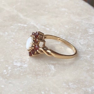 Vintage 9 Carat Gold Opal and Garnet Ring image 2