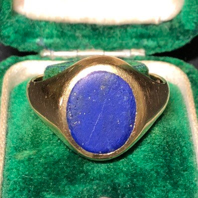 Vintage 9 Carat Gold Lapis Signet Ring